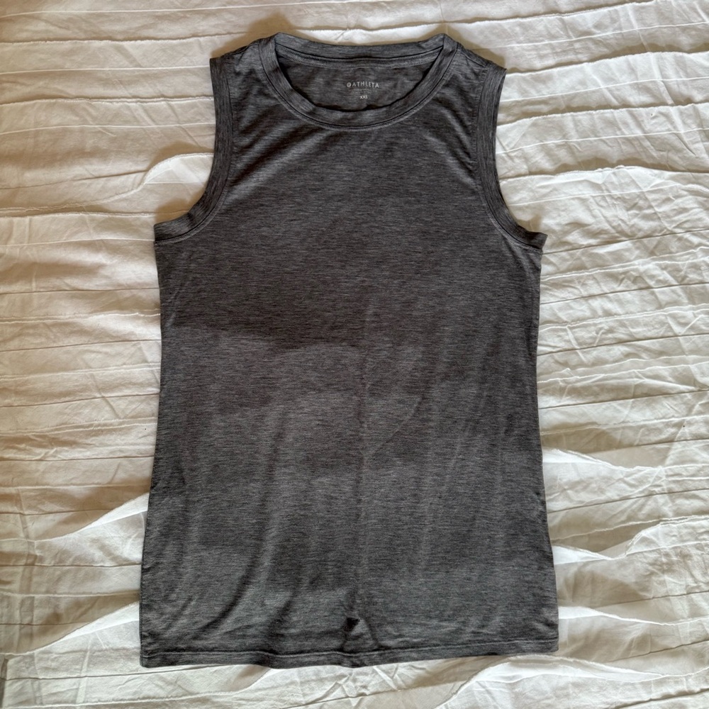 Athleta Women’s Cut Off Sleeveless Light Gray Tank Top Athletic Workout Shirt